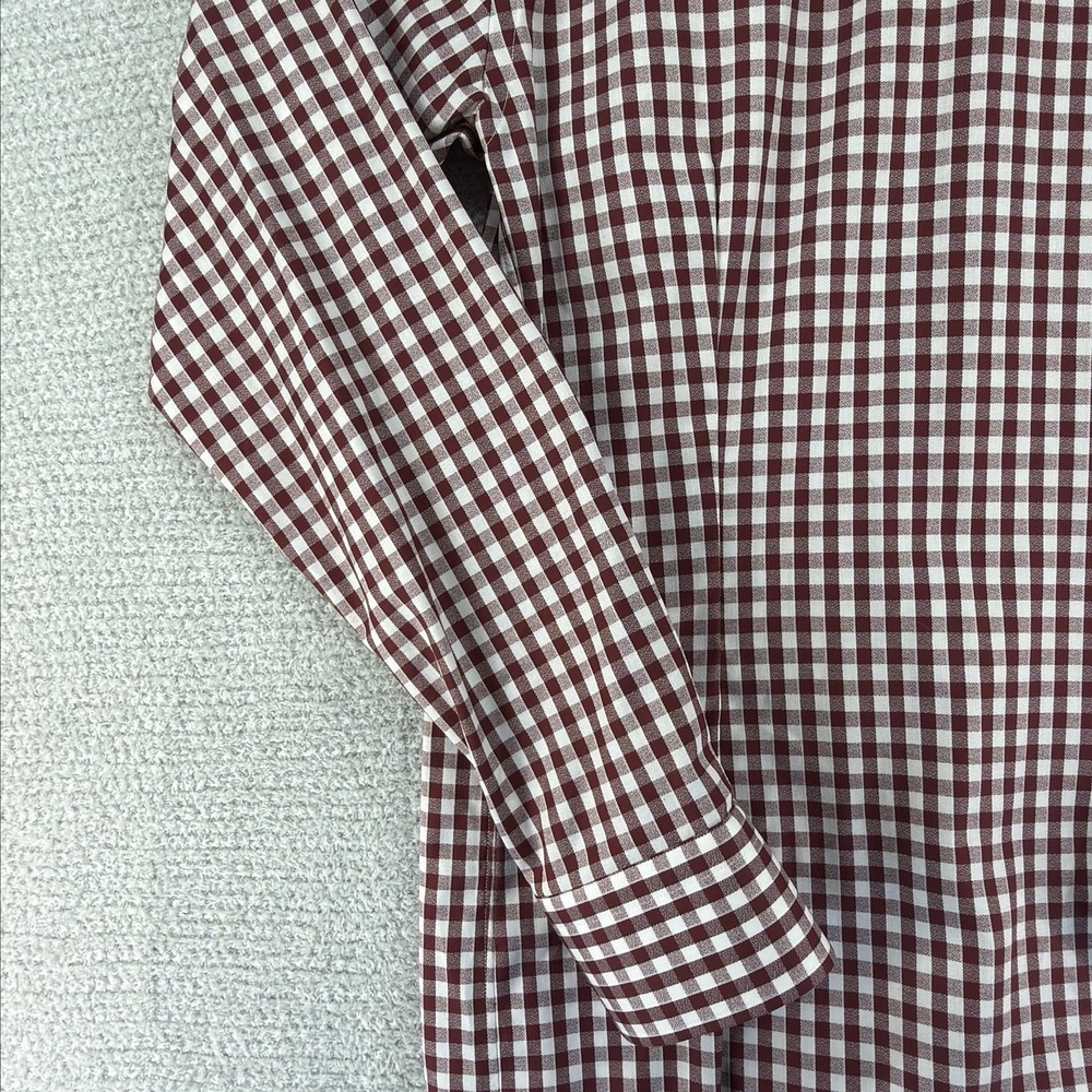 Eton Shirt Mens Med 39 / 15.5 Red White Gingham Check Plaid Slim Fit Button Down - Picture 8 of 16